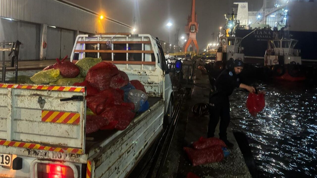 Park halindeki araçtan tonlarca midye çıktı