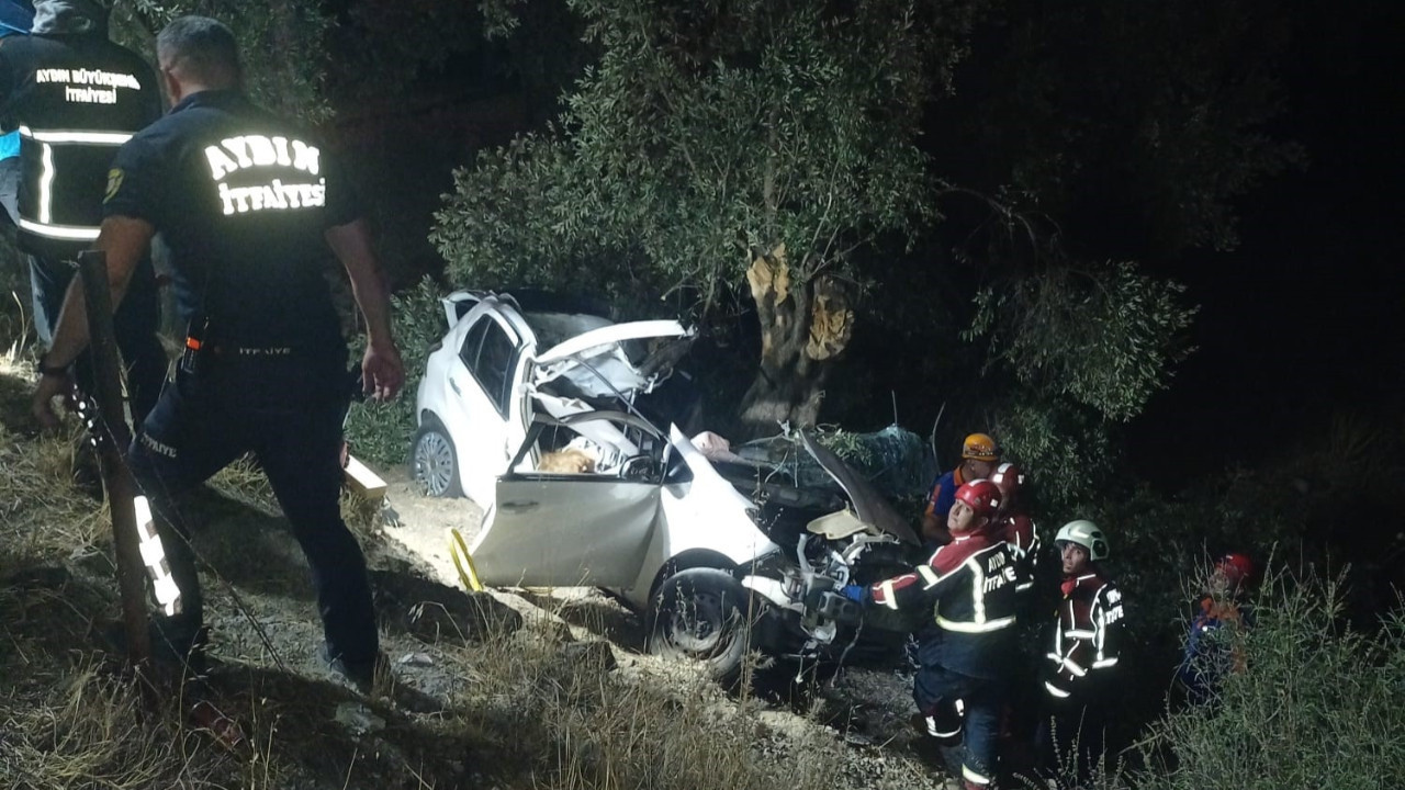 Aydın'da otomobil zeytin bahçesine uçtu: 2 ölü, 1 yaralı
