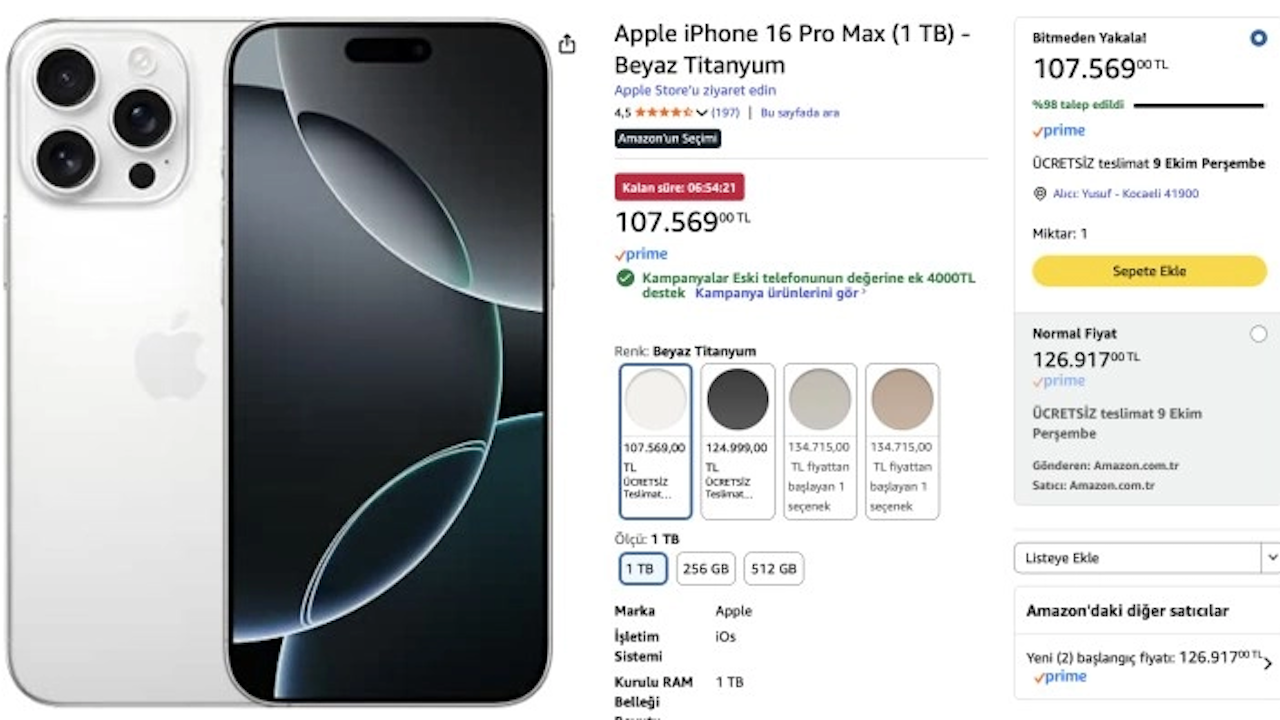 Amazon’da iPhone 16 Pro Max indirimi ne kadar? Fiyat 19 bin TL düştü!