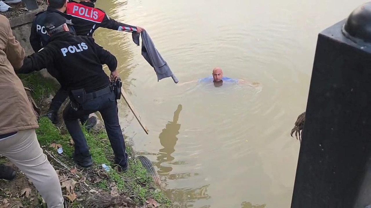Eşiyle tartıştı, ırmağa atladı! Polis böyle kurtardı