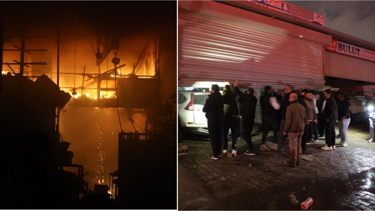 Hatay’da sanayi sitesinde yangın: Esnaf araçları kurtarmak için koştu