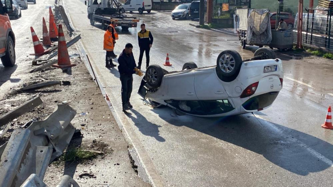 Kocaeli’de aynı yerde 5 saat arayla ikinci kaza: Otomobil yan yola uçtu