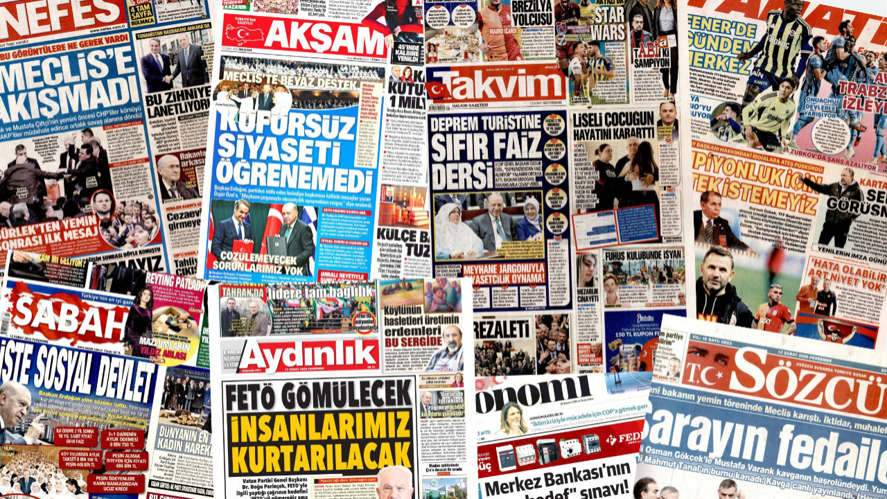 Gazete manşetleri 12 Şubat Perşembe