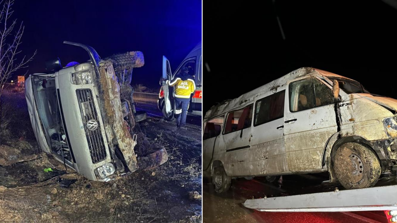 Uşak'ta işçi servisi şarampole devrildi: 17 yaralı