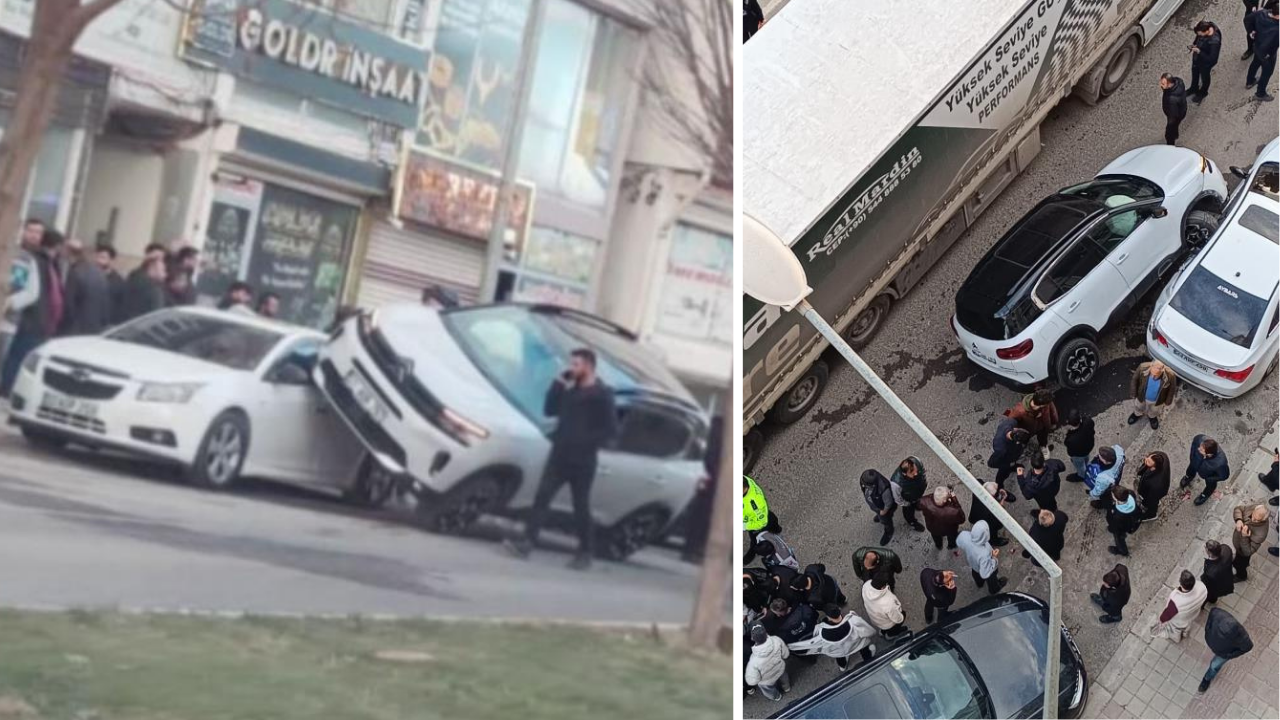 Mardin’de korkutan kaza: Öğretmene çarpıp park halindeki araçlara daldı