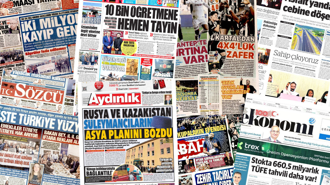 Gazete manşetleri 23 Şubat Pazartesi