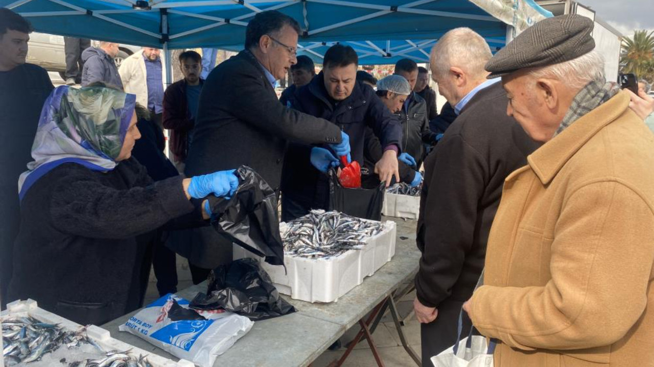Yağmura rağmen bedava hamsi kuyruğu: 8 ton balık bir saatte tükendi