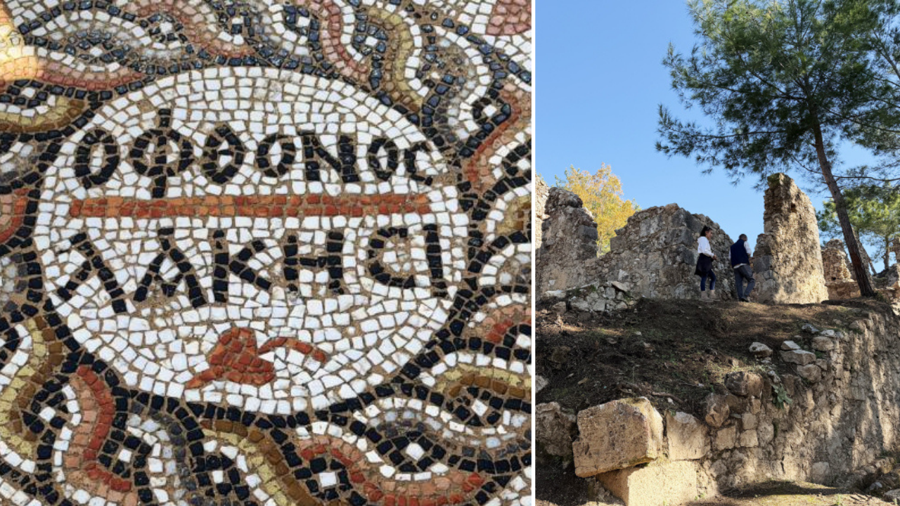 Antik kentte şaşırtan keşif: "Kıskanan çatlasın” yazılı mozaik bulundu