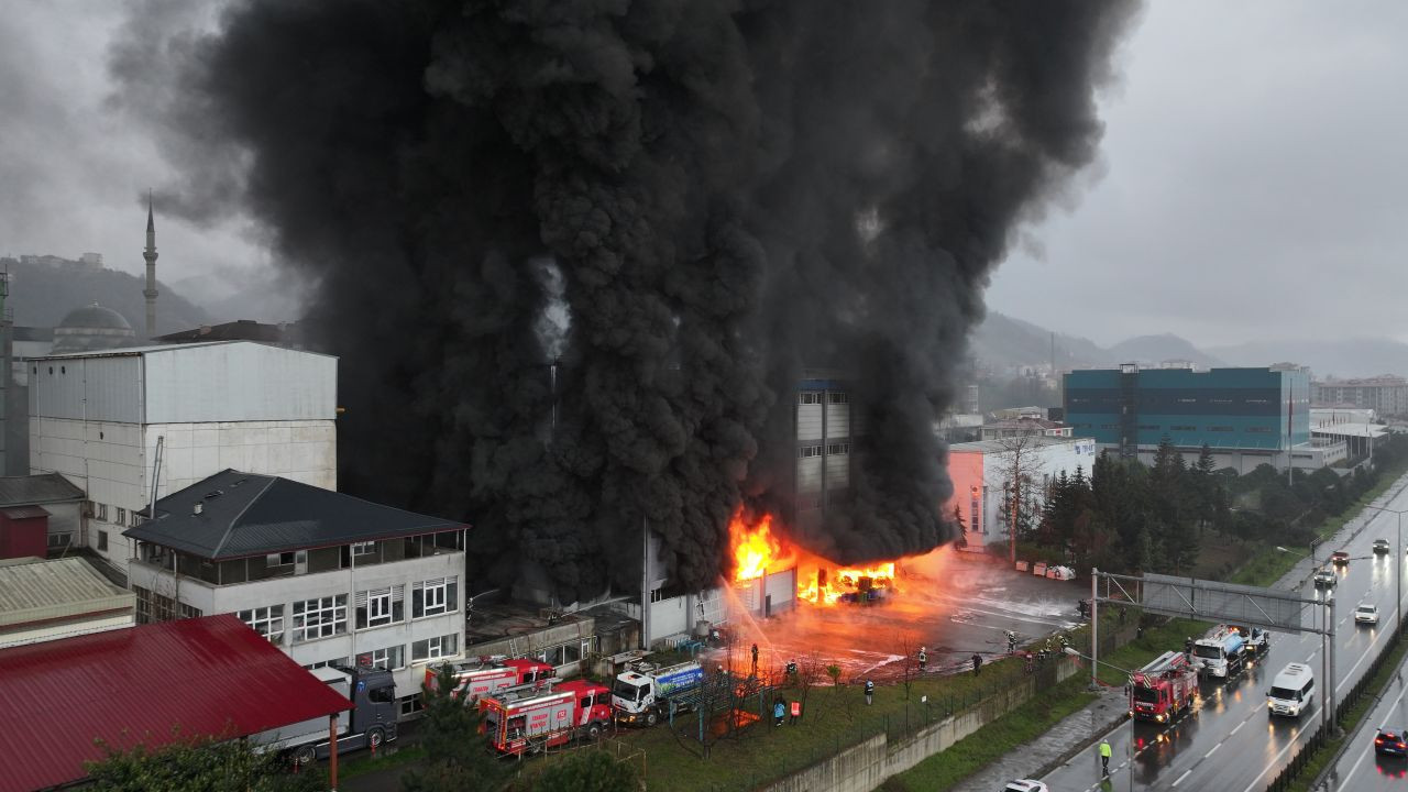 Trabzon'da fındık fabrikasında yangın