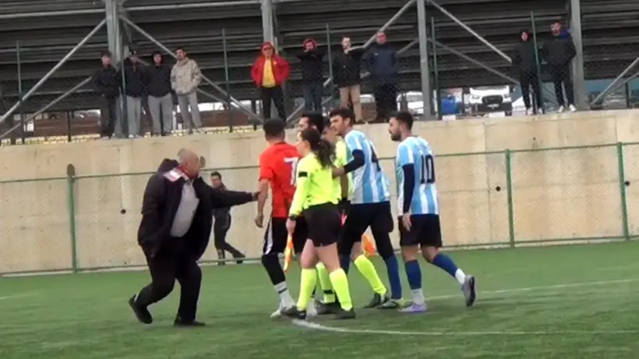 Edirne'de sahada skandal: Hakeme yumruk atan futbolcu gözaltında