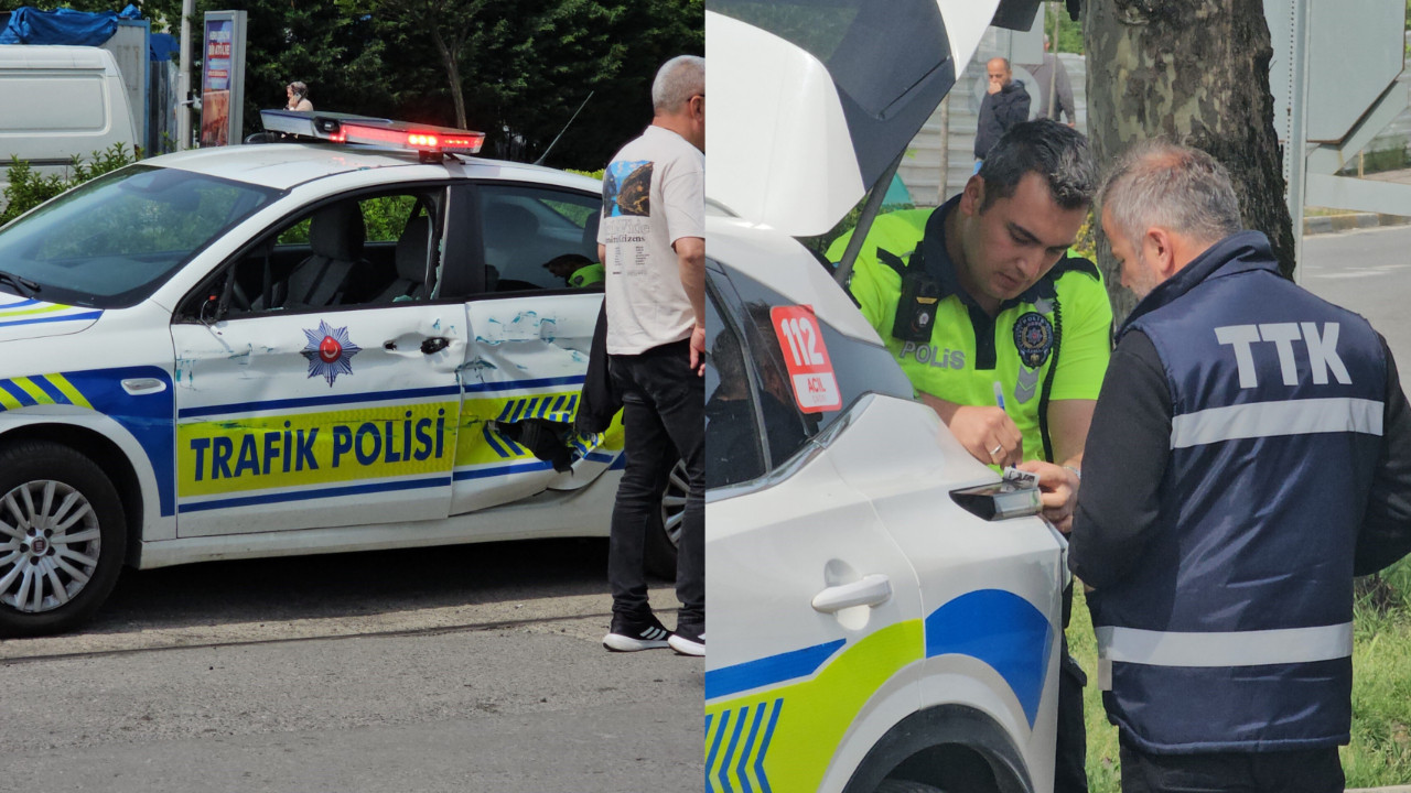 Limanda korku dolu anlar! Yük treni polis aracına çarptı