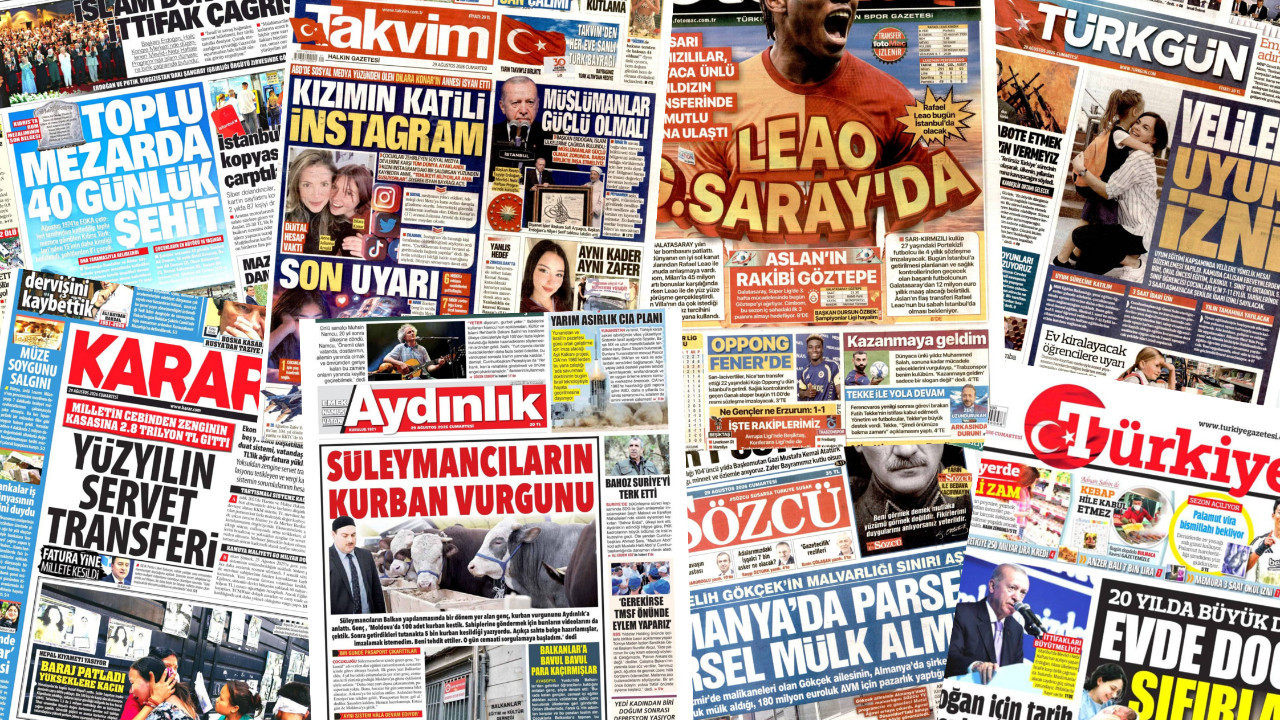 Gazete manşetleri 29 Ağustos Cumartesi