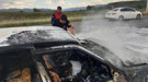 Sinop'ta korku dolu anlar: Seyir halindeki araç alev alev yandı!