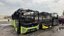 Bursa'da bakım için getirilen 3 halk otobüsü yanarak kullanılamaz hale geldi