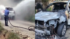 Giresun'da seyir halindeki otomobil alev aldı: 5 kişilik aile son anda kurtuldu