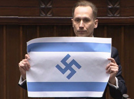 Polonya parlamentosunda Nazi sembollü İsrail protestosu