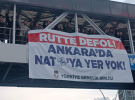 TGB'den NATO Genel Sekreteri Rutte'ye pankartlı karşılama