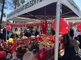 Mezar taşına balon bağladılar!