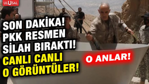 Canlı yayında silah bırakma görüntüleri! PKK silahlarını böyle yaktı!
