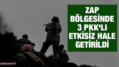 Zap bölgesinde 3 PKK'lı etkisiz hale getirildi