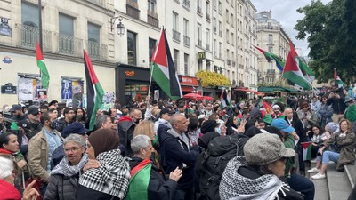 Paris'te Filistin'e destek gösterisi