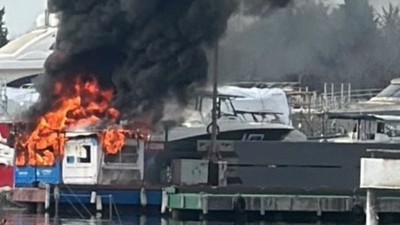 Pendik Marina'da atık yağ depolama alanında yangın: Soğutma çalışmaları sürüyor