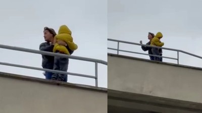 Bunalıma giren anne dehşet saçtı! Çocuğuyla birlikte çatıda