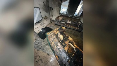 Prizde unutulan saç kurutma makinesi yangına neden oldu