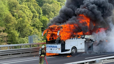 Anadolu Otoyolu’nda korkutan anlar: Otobüs küle döndü