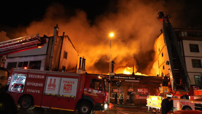 Erzurum’da korkutan yangın: Çok sayıda iş yeri ve binayı alevler sardı