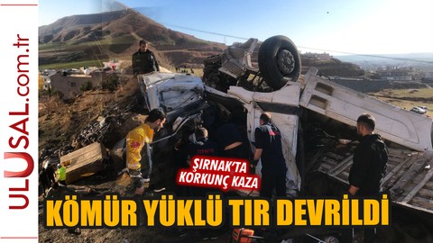 Şırnak'ta kömür yüklü tır devrildi