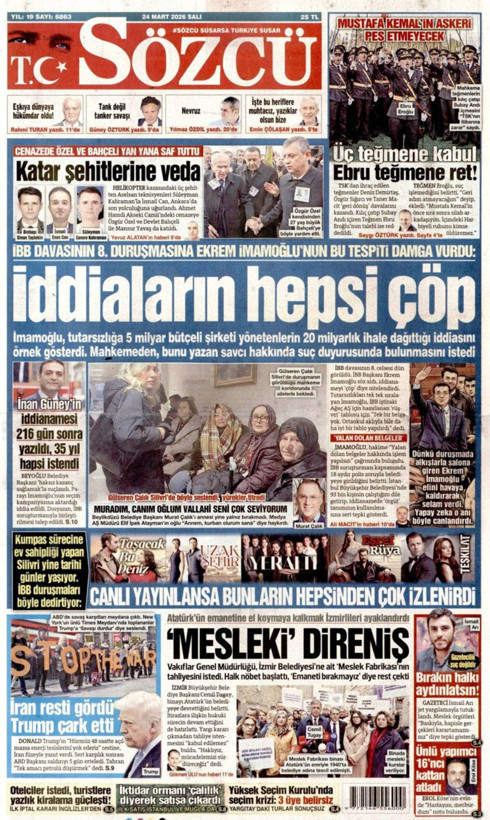 Gazete manşetleri 24 Mart Salı - Resim: 15