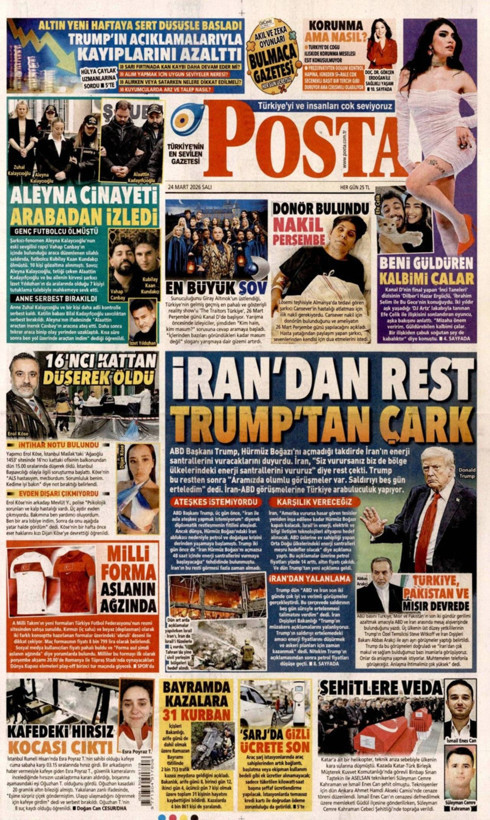 Gazete manşetleri 24 Mart Salı - Resim: 18
