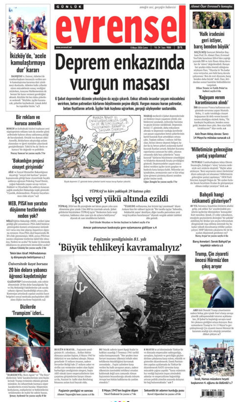 Gazete manşetleri 8 Mayıs Cuma - Resim: 19