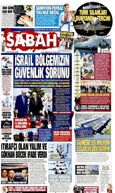 Gazete manşetleri 8 Mayıs Cuma - Resim: 2