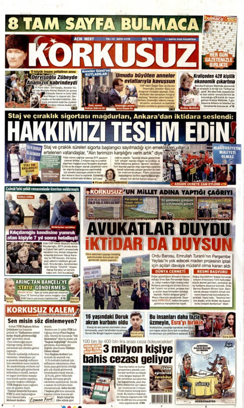 Gazete manşetleri 11 Mayıs Pazartesi - Resim: 17