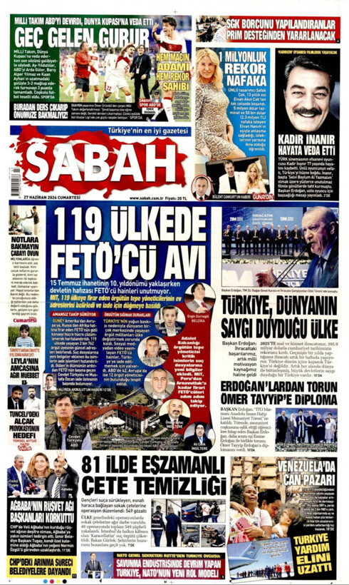 Gazete manşetleri 27 Haziran Cumartesi - Resim: 2
