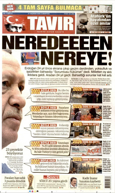 Gazete manşetleri 27 Haziran Cumartesi - Resim: 29