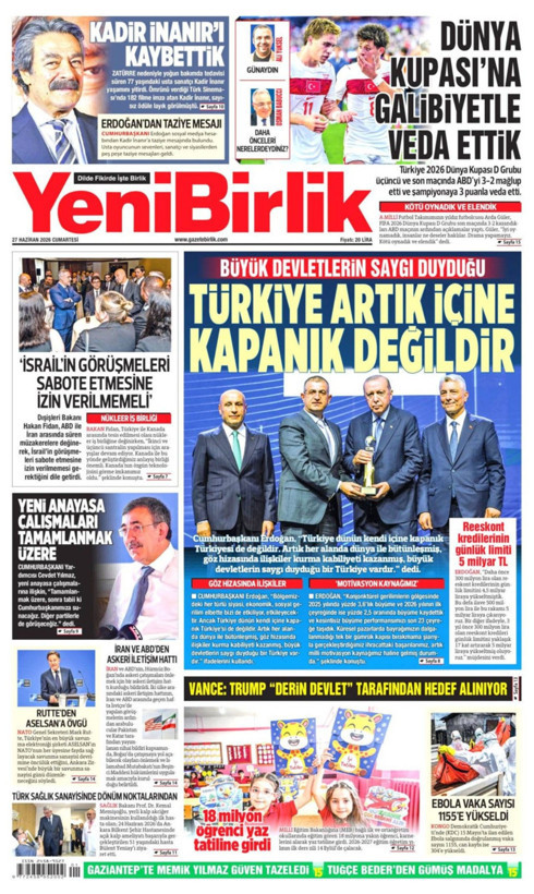 Gazete manşetleri 27 Haziran Cumartesi - Resim: 20