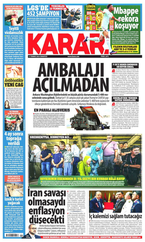 Gazete manşetleri 11 Temmuz Cumartesi - Resim: 8