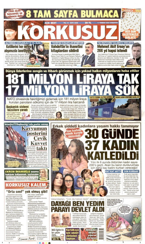 Gazete manşetleri 11 Temmuz Cumartesi - Resim: 16