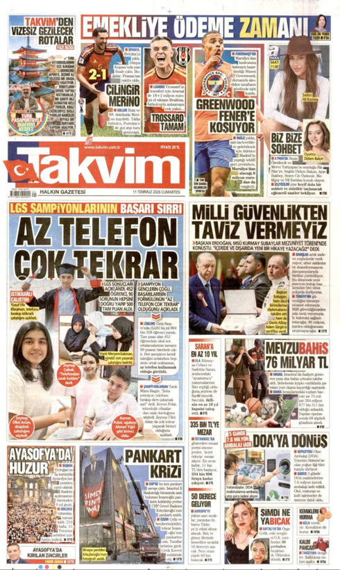 Gazete manşetleri 11 Temmuz Cumartesi - Resim: 18