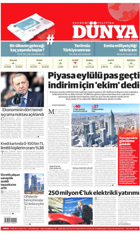 Gazete manşetleri 15 Ağustos Cumartesi - Resim: 10