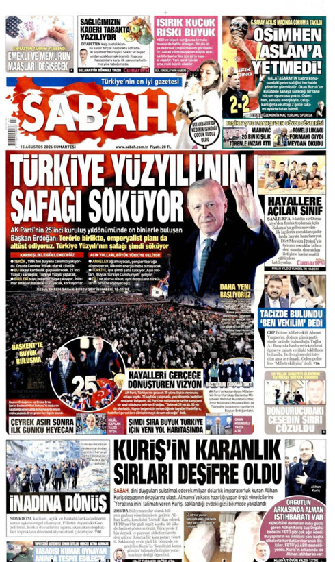 Gazete manşetleri 15 Ağustos Cumartesi - Resim: 2