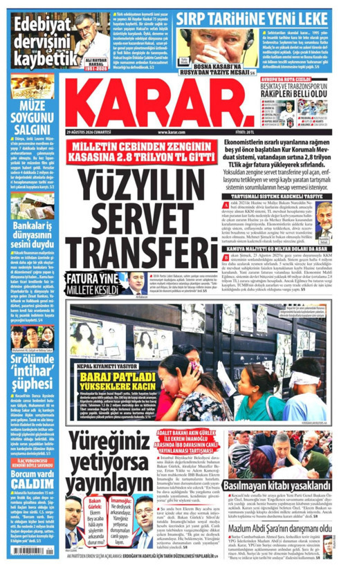 Gazete manşetleri 29 Ağustos Cumartesi - Resim: 8