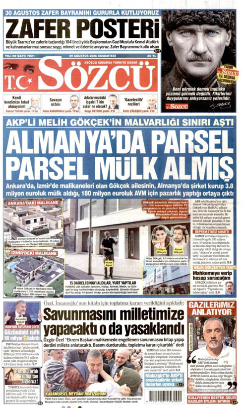 Gazete manşetleri 29 Ağustos Cumartesi - Resim: 3