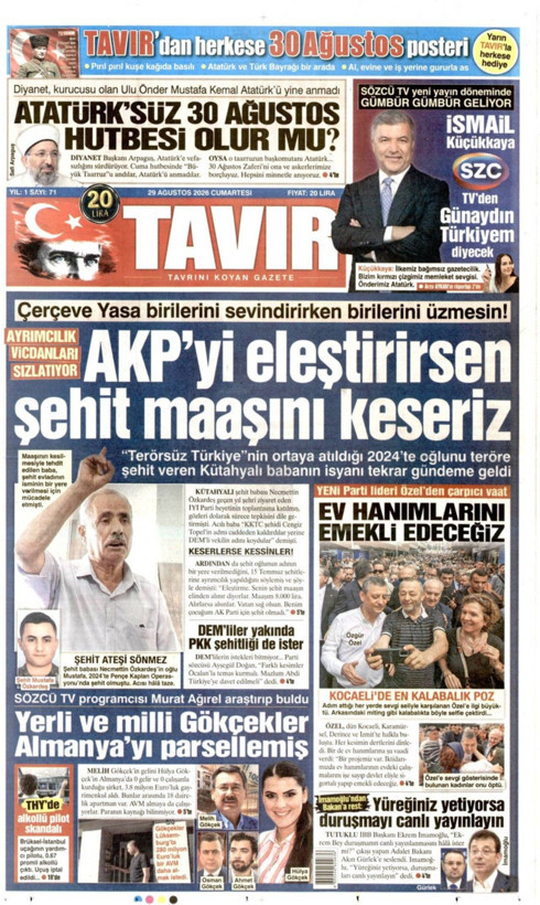 Gazete manşetleri 29 Ağustos Cumartesi - Resim: 28