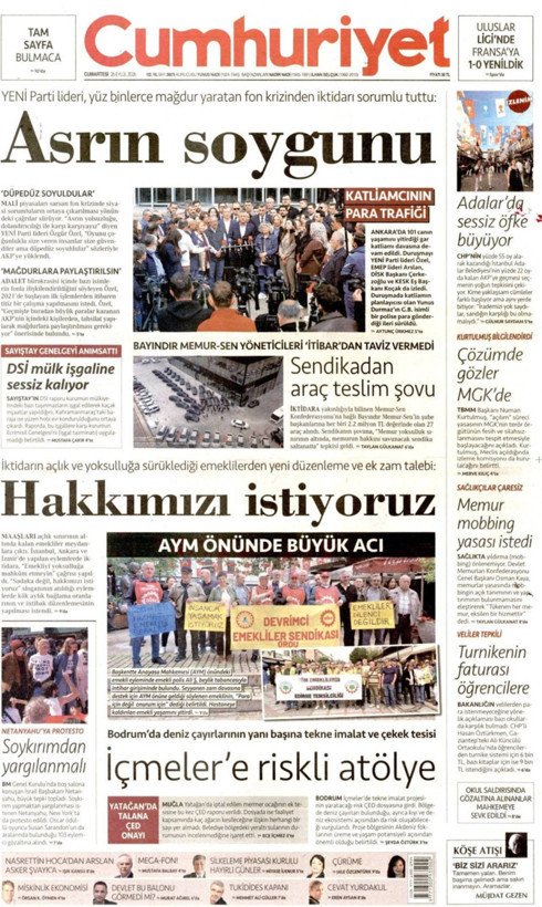 Gazete manşetleri 26 Eylül Cumartesi - Resim: 3