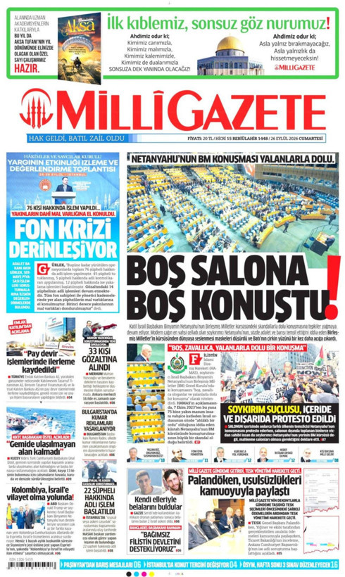 Gazete manşetleri 26 Eylül Cumartesi - Resim: 8