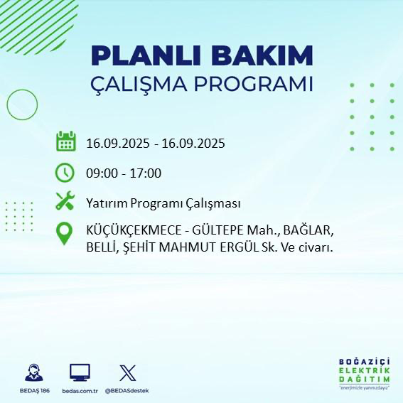 BEDAŞ duyurdu! Elektrik kesintisi saatler sürecek: 16 Eylül İstanbul elektrik kesintisi - Resim: 16